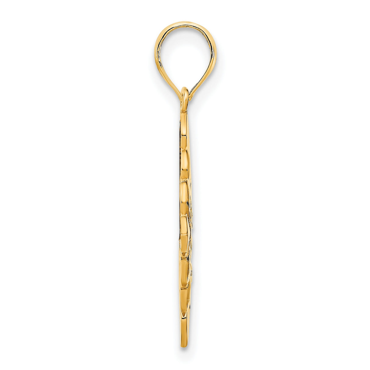 14k Yellow Gold Fleur-de-Lis Cross Pendant, Catholic Symbolic Design for Women