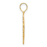 14k Yellow Gold Fleur-de-Lis Cross Pendant, Catholic Symbolic Design for Women