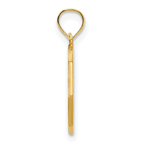 14k Yellow Gold Hexagon Pendant with Openwork Line Design, Modern Geometric Charm