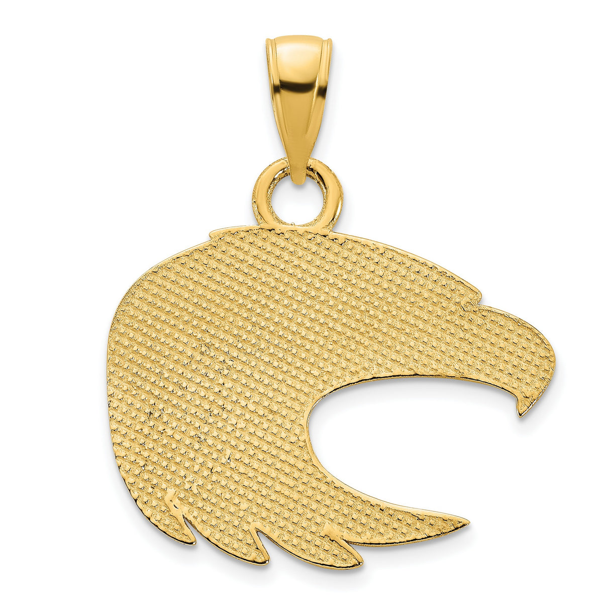 14k Yellow Gold Eagle Head Pendant, Bold Stylized Bird of Prey, Patriotic American Design