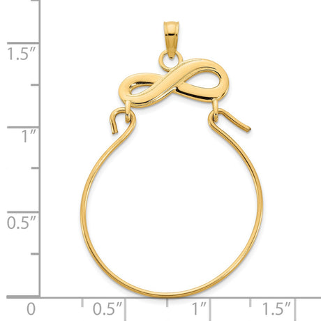 14k Yellow Gold Pendant with Open Infinity Symbol and Wire Loop Design