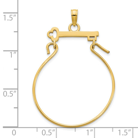 14k Yellow Gold Key and Handcuff Pendant, Polished Empowerment Charm for Women