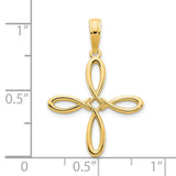 14k Yellow Gold Cross Pendant with Infinity Loop and Teardrop Design for Men and Women