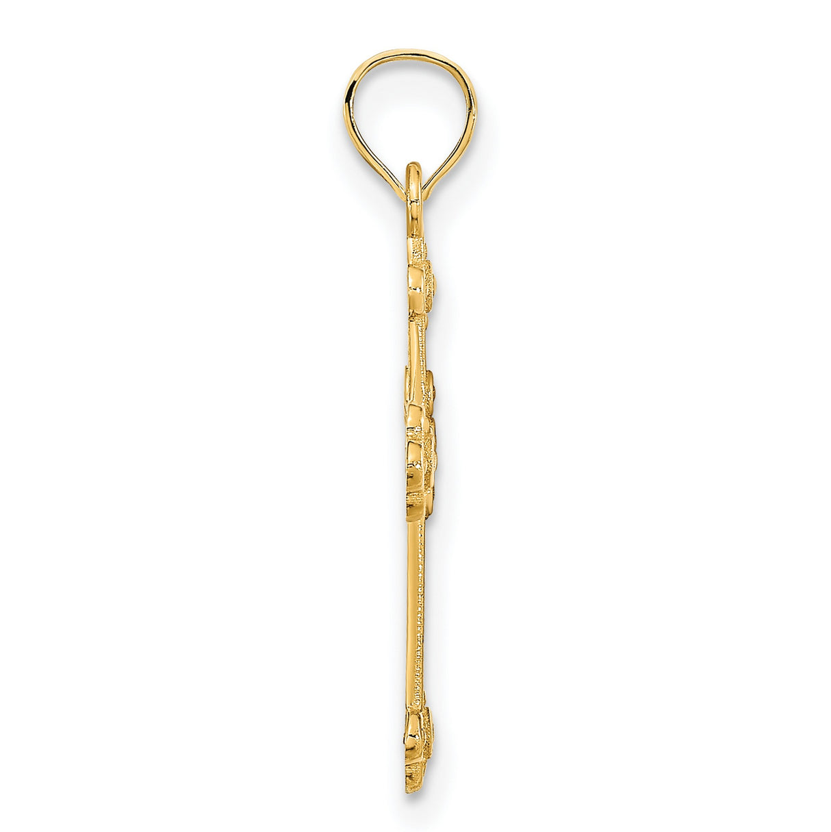 14k Yellow Gold Cross Pendant with Beaded Texture, Vintage Style Faith Jewelry for Men and Women