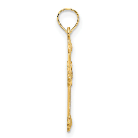 14k Yellow Gold Cross Pendant with Beaded Texture, Vintage Style Faith Jewelry for Men and Women