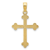 14k Yellow Gold Cross Pendant with Beaded Texture, Vintage Style Faith Jewelry for Men and Women
