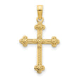 14k Yellow Gold Cross Pendant with Beaded Texture, Vintage Style Faith Jewelry for Men and Women