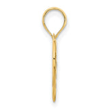 14k Yellow Gold Mom Pendant with Script Lettering and Open Heart Design