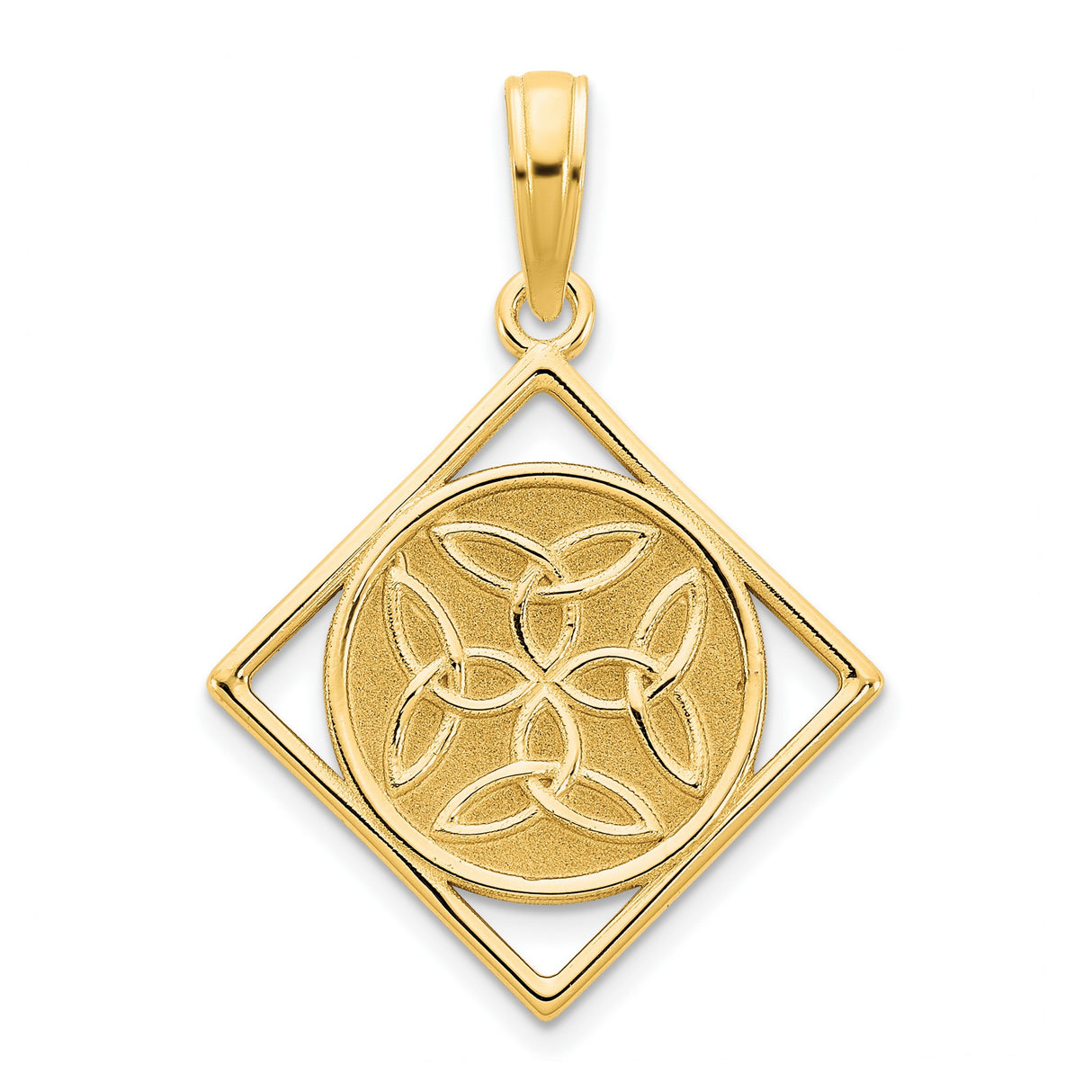 Fancy Celtic Knot Charm Pendant in Real 14k Yellow Gold