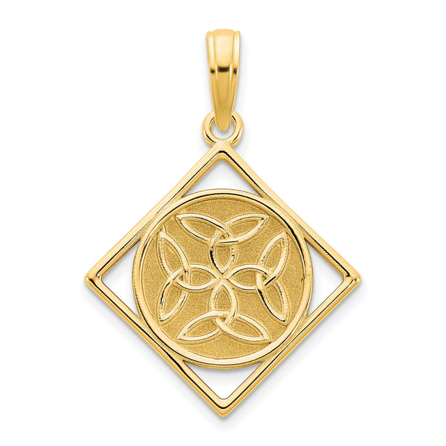 Fancy Celtic Knot Charm Pendant in Real 14k Yellow Gold