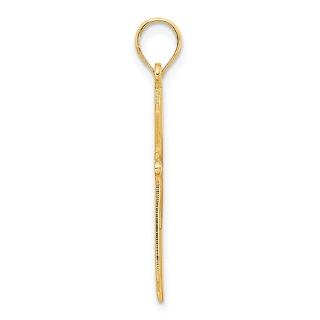 14k Yellow Gold Cross Pendant with Beveled Edges, Polished Finish, Unisex Spiritual Jewelry