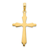14k Yellow Gold Cross Pendant with Beveled Edges, Polished Finish, Unisex Spiritual Jewelry