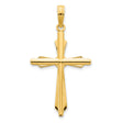 14k Yellow Gold Cross Pendant with Beveled Edges, Polished Finish, Unisex Spiritual Jewelry