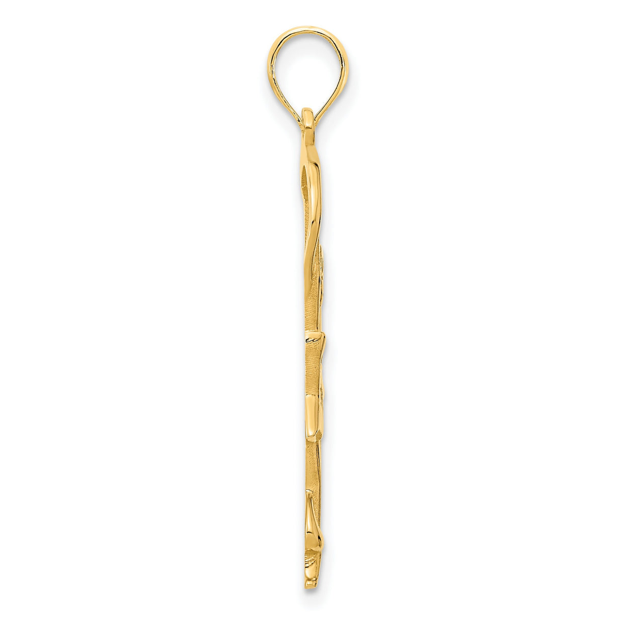 14k Yellow Gold Ballerina Pendant, Graceful Ballet Dancer Silhouette Charm