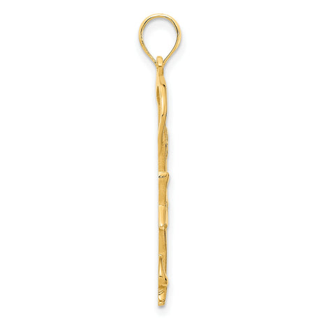 14k Yellow Gold Ballerina Pendant, Graceful Ballet Dancer Silhouette Charm