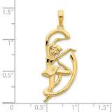 14k Yellow Gold Ballerina Pendant, Graceful Ballet Dancer Silhouette Charm