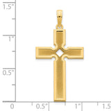 14k Yellow Gold Cross Pendant with Polished Satin Finish, Geometric Minimalist Religious Charm