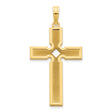 14k Yellow Gold Cross Pendant with Polished Satin Finish, Geometric Minimalist Religious Charm