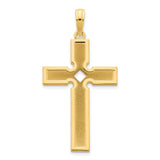 14k Yellow Gold Cross Pendant with Polished Satin Finish, Geometric Minimalist Religious Charm