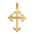 14k Yellow Gold Cross Pendant with Fleur-Inspired Design, Classic Christian Symbol