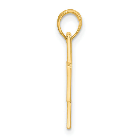 14k Yellow Gold Cross Pendant with Beveled Edge and Mirror Finish, Unisex Religious Charm