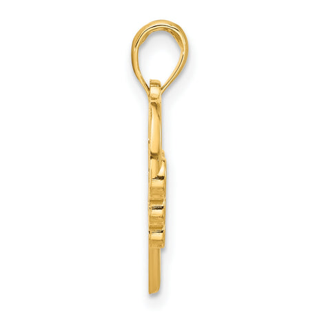 14k Yellow Gold Heart Pendant with Open Design and Swirl Accents for Women