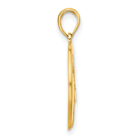 14k Yellow Gold Pendant with Cutout Deer and Horse in Circle Frame, Nature and Wildlife Theme