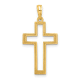 14k Yellow Gold Cross Pendant with Polished Open Design and Clean Lines for Men and Women