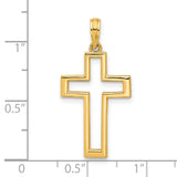 14k Yellow Gold Cross Pendant with Polished Open Design and Clean Lines for Men and Women