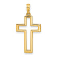 14k Yellow Gold Cross Pendant with Polished Open Design and Clean Lines for Men and Women