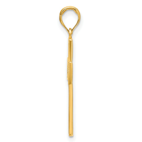 14k Yellow Gold Ankh Cross Pendant, Polished Religious Amulet for Men and Women