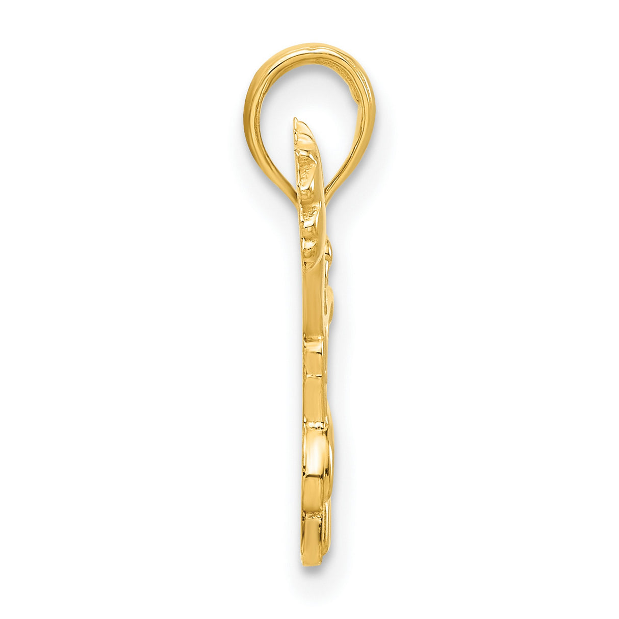 14k Yellow Gold Cheerleader Pendant with Jumping Female Figure and Pom-Poms, Sports Spirit Charm