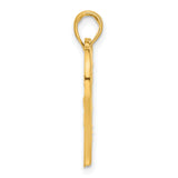 14k Yellow Gold Heart Pendant with Floral Details and Open Heart Design for Women