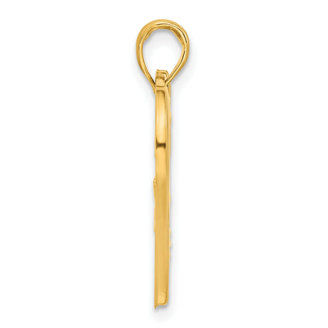 14k Yellow Gold Heart Pendant with Floral Details and Open Heart Design for Women