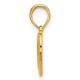 Polished Stars on Heart Charm Pendant in Real 14k Yellow Gold
