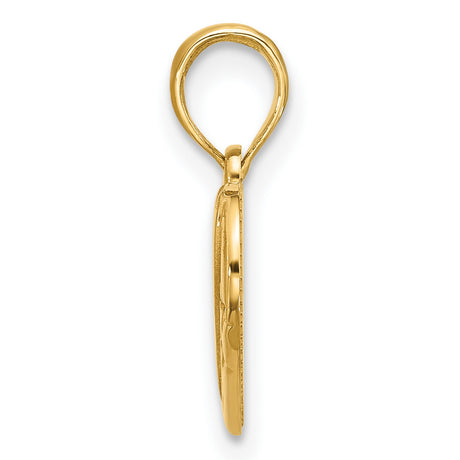 Polished Stars on Heart Charm Pendant in Real 14k Yellow Gold