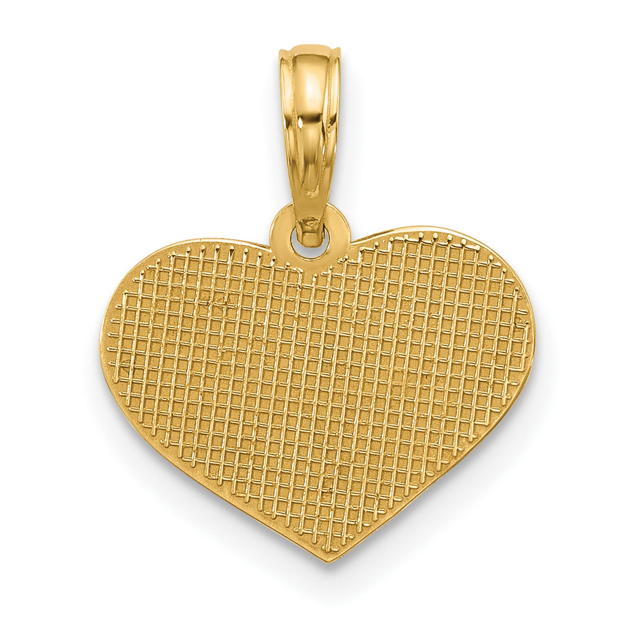 Polished Stars on Heart Charm Pendant in Real 14k Yellow Gold