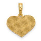 Polished Stars on Heart Charm Pendant in Real 14k Yellow Gold
