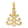 Polished Christmas Tree Charm Pendant in Real 14k Yellow Gold