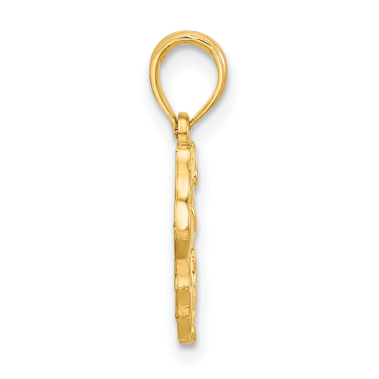 14k Yellow Gold Christmas Wreath Pendant with Holly Leaves and Candle Charm