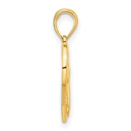 14k Yellow Gold Horse Head Heart Pendant, Equestrian Jewelry with Open Heart Design