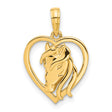 14k Yellow Gold Horse Head Heart Pendant, Equestrian Jewelry with Open Heart Design
