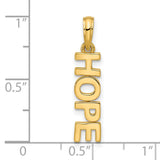 14k Yellow Gold Hope Pendant, Bold Block Letter Design, Spiritual Symbol for Strength and Faith