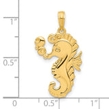 14k Yellow Gold Seahorse Pendant with Bubble Accents, Nautical Marine Animal Design