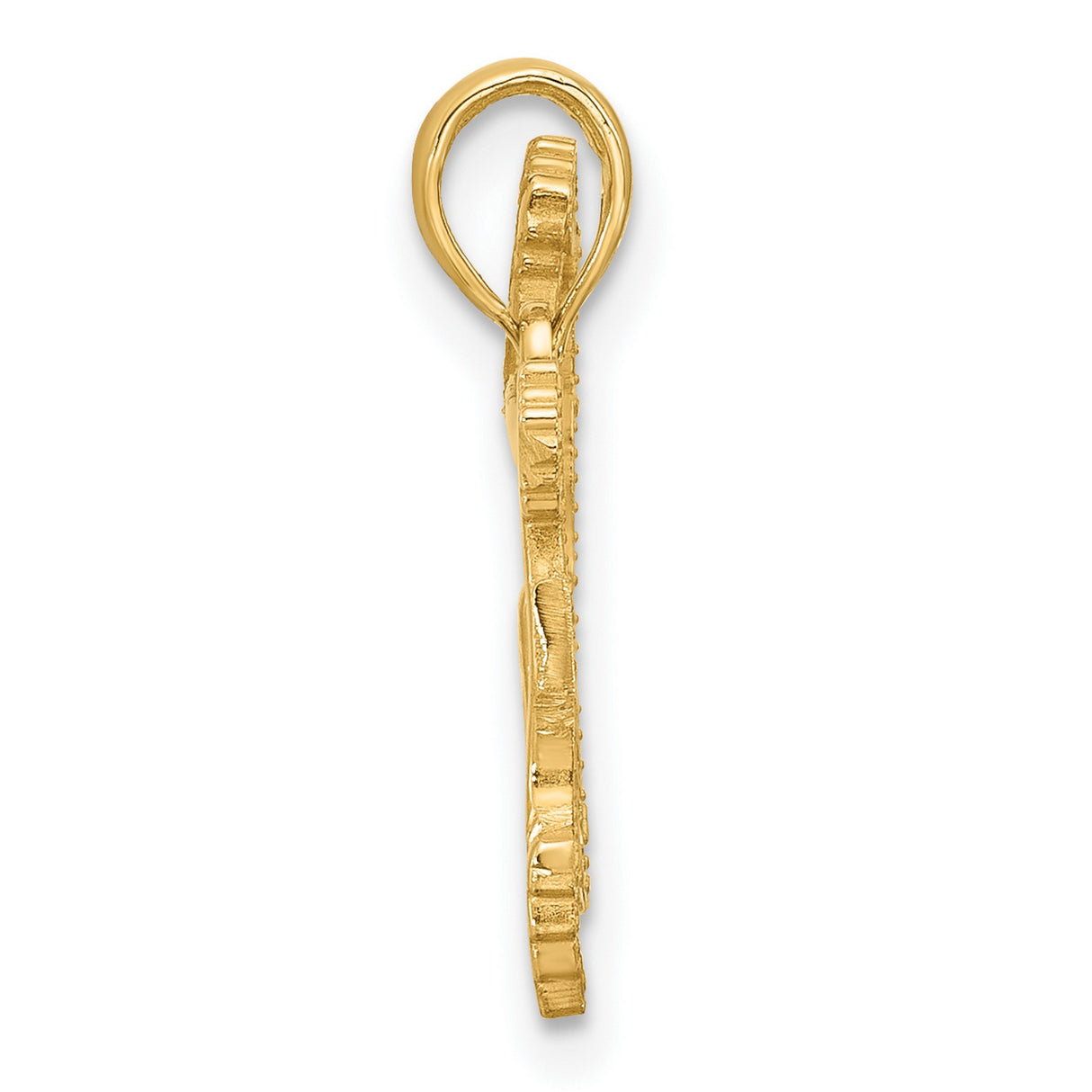 14k Yellow Gold Poodle Outline Pendant, Dog Silhouette Charm, Pet Memorial Jewelry