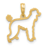 14k Yellow Gold Poodle Outline Pendant, Dog Silhouette Charm, Pet Memorial Jewelry