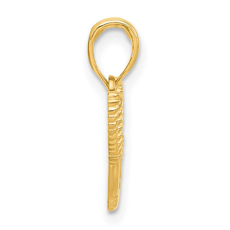 14k Yellow Gold Nautical Pendant with Rope Detail, Life Preserver Charm, Ocean Theme