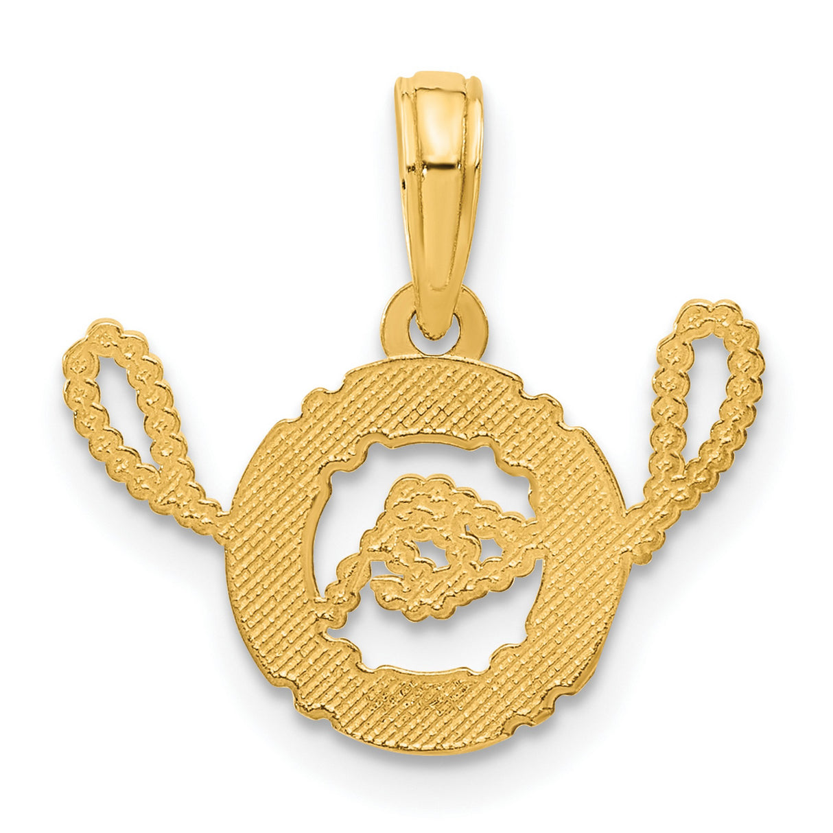 14k Yellow Gold Nautical Pendant with Rope Detail, Life Preserver Charm, Ocean Theme