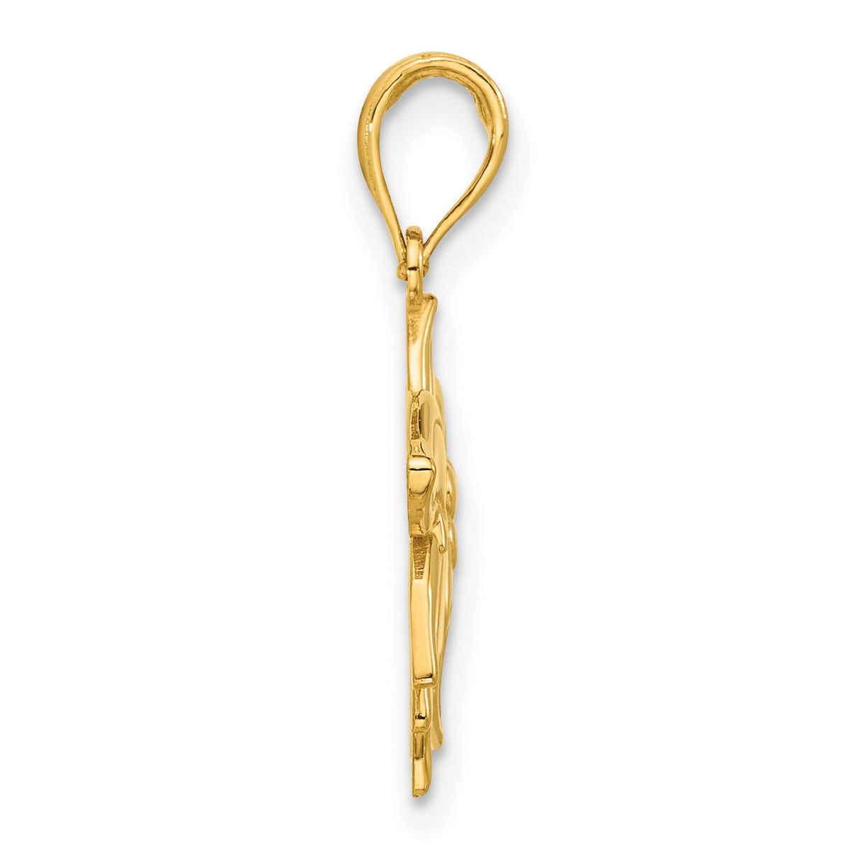 14k Yellow Gold Pendant with Poinsettia Flower Design, Nature-Inspired Floral Charm for Women