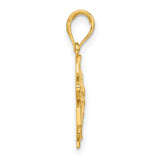 14k Yellow Gold Pendant with Poinsettia Flower Design, Nature-Inspired Floral Charm for Women